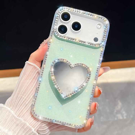 Diamond Glitter Mirror Heart Holder Phone Case