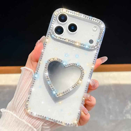 Diamond Glitter Mirror Heart Holder Phone Case