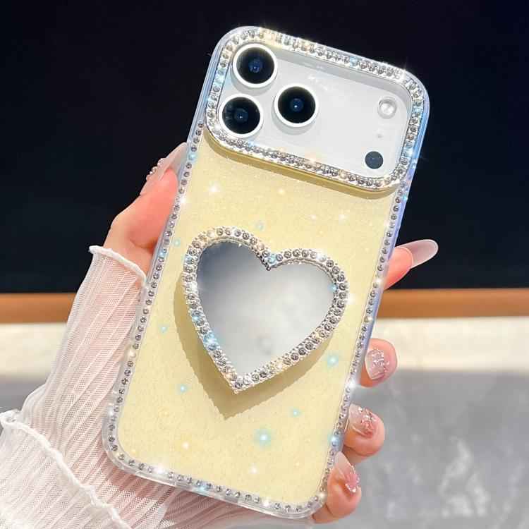 Diamond Glitter Mirror Heart Holder Phone Case