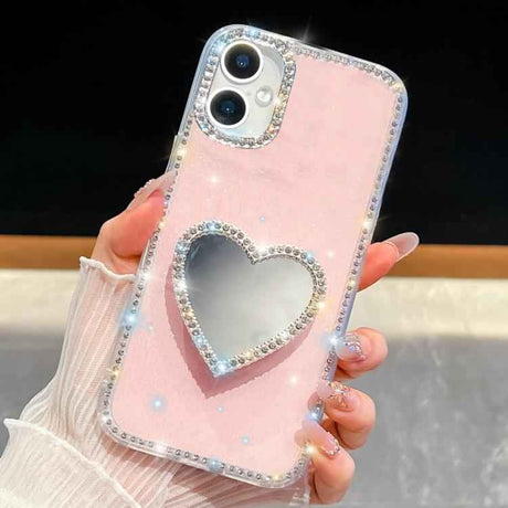 Diamond Glitter Mirror Heart Holder Phone Case