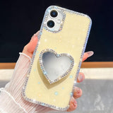 Diamond Glitter Mirror Heart Holder Phone Case