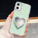 Diamond Glitter Mirror Heart Holder Phone Case