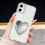 Diamond Glitter Mirror Heart Holder Phone Case
