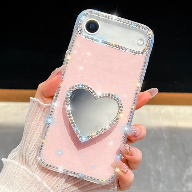 Diamond Glitter Mirror Heart Holder Phone Case