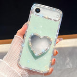 Diamond Glitter Mirror Heart Holder Phone Case