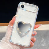 Diamond Glitter Mirror Heart Holder Phone Case