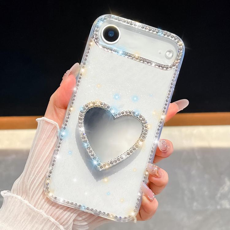 Diamond Glitter Mirror Heart Holder Phone Case