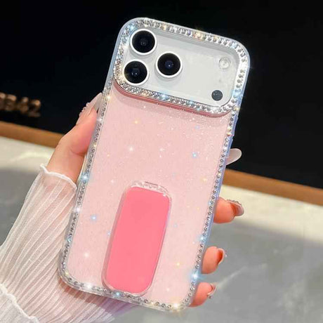 Rhinestone Glitter TPU 4-corners Anti-fall Phone Case with Holder