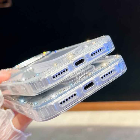 Rhinestone Glitter TPU 4-corners Anti-fall Phone Case with Holder