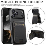 Suteni H02 Litchi Leather Card Wallet Phone Case with Stand Back Design