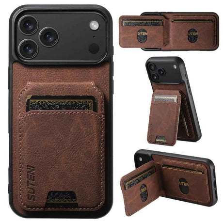 Suteni H02 Litchi Leather Card Wallet Stand Back Phone Case