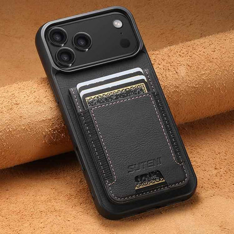 Suteni H03 Litchi Leather Card Bag Stand Back Phone Case