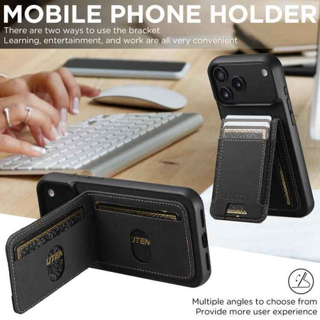 Suteni H03 Litchi Leather Card Bag Stand Back Phone Case