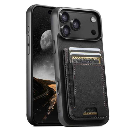 Suteni H03 Litchi Leather Card Bag Stand Back Phone Case