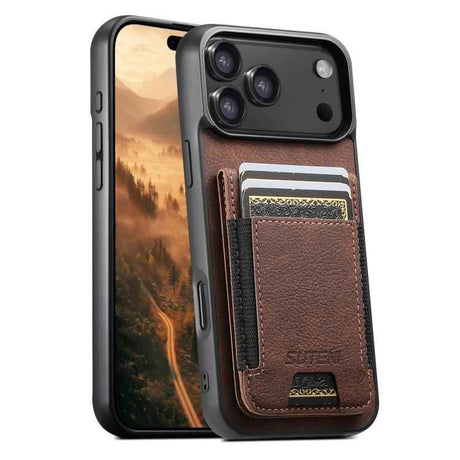 Suteni H03 Litchi Leather Card Bag Stand Back Phone Case