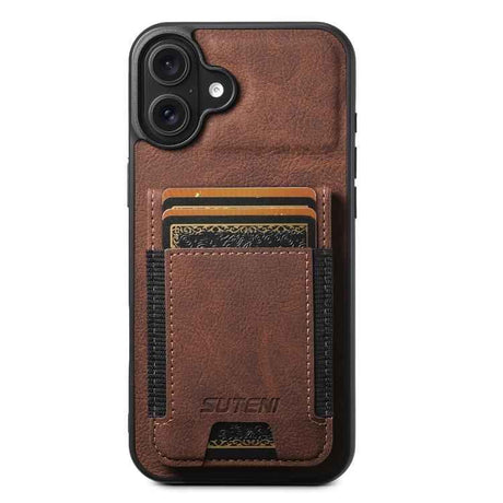 Suteni H03 Litchi Leather Card Bag Stand Back Phone Case