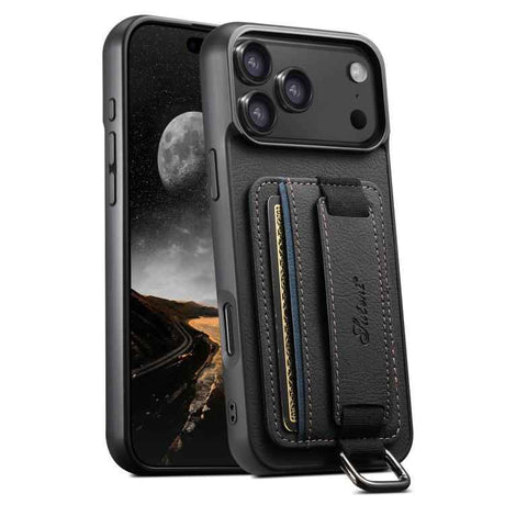 Suteni H13 Litchi Leather Wrist Strap Wallet Back Phone Case