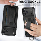 Suteni H13 Leather Wallet Case - Litchi Leather Wrist Strap Back Phone Case