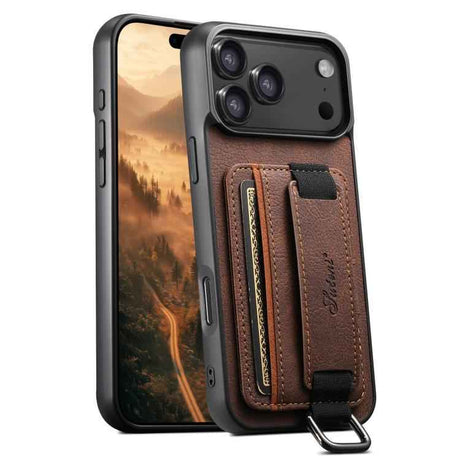 Suteni H13 Litchi Leather Wrist Strap Wallet Back Phone Case