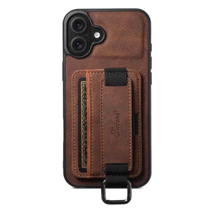 Suteni H13 Litchi Leather Wrist Strap Wallet Back Phone Case
