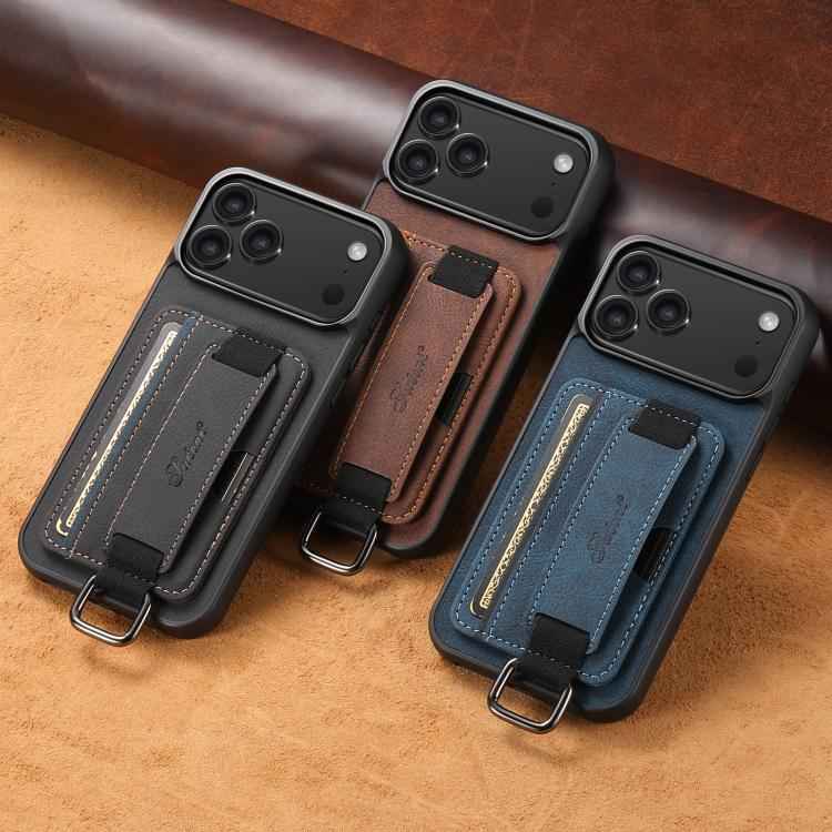 Suteni H13 Litchi Leather Wrist Strap Wallet Back Phone Case