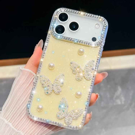 Diamond Glitter Pearl Butterfly Four-Corner Shockproof Phone Case