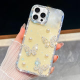 Diamond Glitter Pearl Butterfly Four-Corner Shockproof Phone Case
