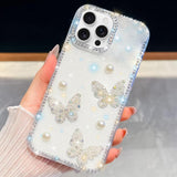 Diamond Glitter Pearl Butterfly Four-Corner Shockproof Phone Case
