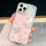 Diamond Glitter Pearl Butterfly Four-Corner Shockproof Phone Case