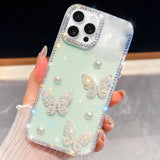 Diamond Glitter Pearl Butterfly Four-Corner Shockproof Phone Case