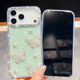 Diamond Glitter Pearl Butterfly Four-Corner Shockproof Phone Case