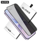 10pcs 360-Degree Privacy Silk-Screen Print Large Curved Edge High-Aluminium Tempered Glass Film, For iPhone 16e / iPhone 17 Pro Max