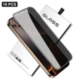 10pcs 360-Degree Privacy Silk-Screen Print Large Curved Edge High-Aluminium Tempered Glass Film, For iPhone 16e / iPhone 17 Pro Max