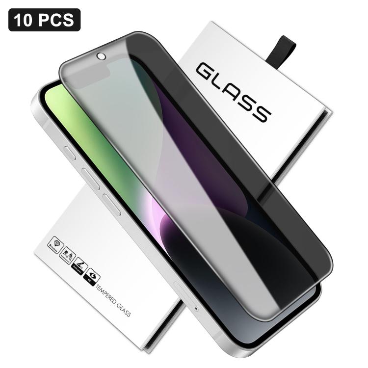 10pcs 360-Degree Privacy Silk-Screen Print Large Curved Edge High-Aluminium Tempered Glass Film, For iPhone 16e / iPhone 17 Pro Max
