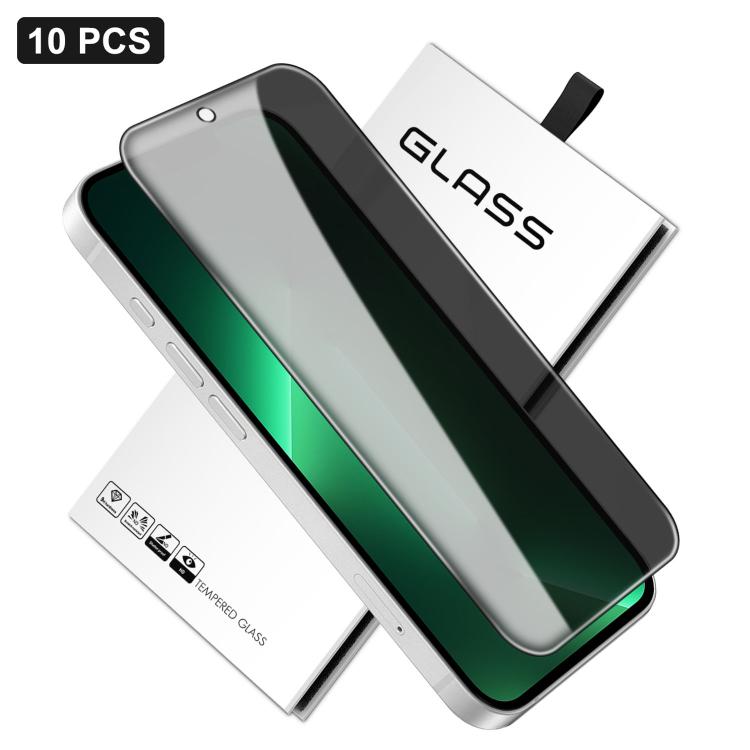 10pcs 360-Degree Privacy Silk-Screen Print Large Curved Edge High-Aluminium Tempered Glass Film, For iPhone 16e / iPhone 17 Pro Max