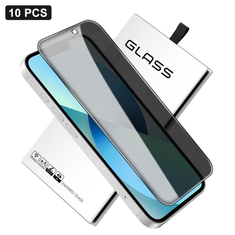 10pcs 360-Degree Privacy Silk-Screen Print Large Curved Edge High-Aluminium Tempered Glass Film, For iPhone 16e / iPhone 17 Pro Max