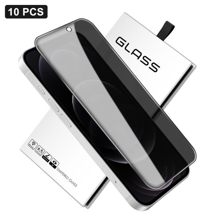 10pcs 360-Degree Privacy Silk-Screen Print Large Curved Edge High-Aluminium Tempered Glass Film, For iPhone 16e / iPhone 17 Pro Max