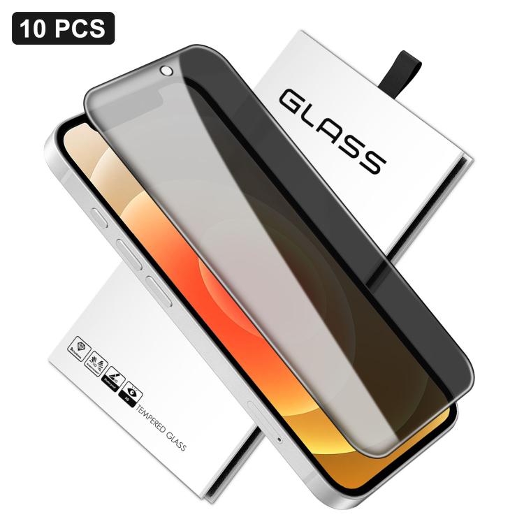 10pcs 360-Degree Privacy Silk-Screen Print Large Curved Edge High-Aluminium Tempered Glass Film, For iPhone 16e / iPhone 17 Pro Max