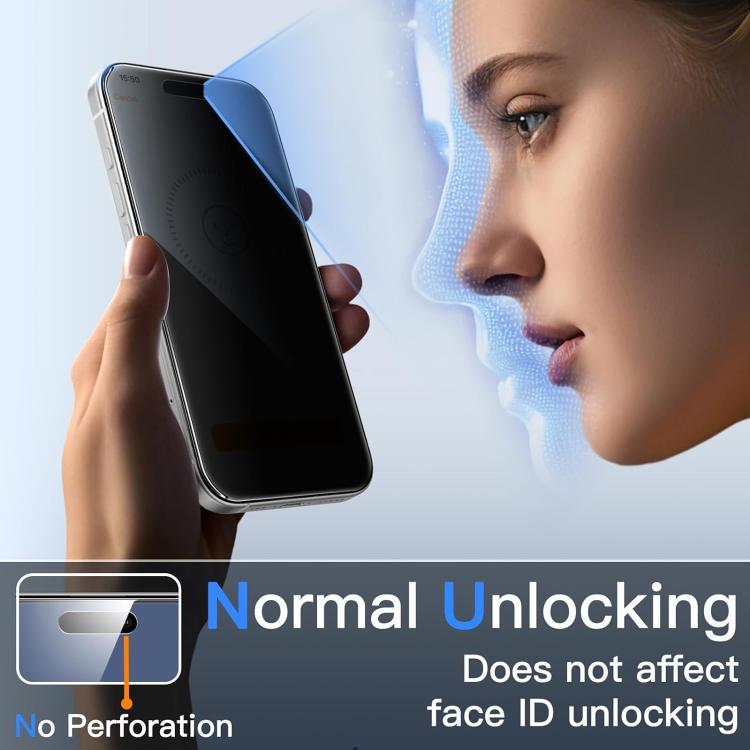 10pcs 360-Degree Privacy Silk-Screen Print Large Curved Edge High-Aluminium Tempered Glass Film, For iPhone 16e / iPhone 17 Pro Max