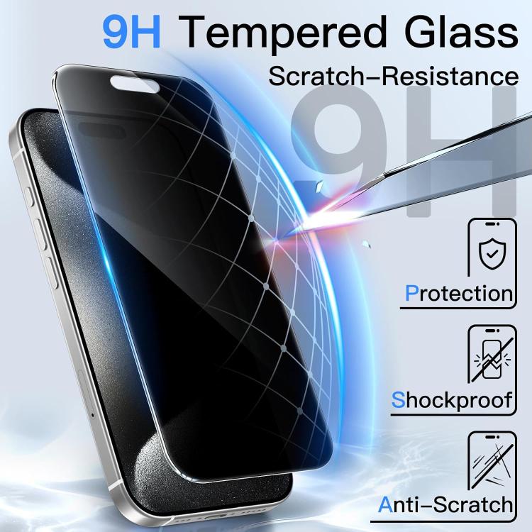 10pcs 360-Degree Privacy Silk-Screen Print Large Curved Edge High-Aluminium Tempered Glass Film, For iPhone 16e / iPhone 17 Pro Max