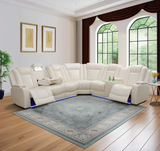 [US warehouse] Luxury Breathable Leather Sofa: Reclining Design, Smart Charging & Ambient LED Lighting