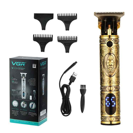 VGR V-228 5W USB Retro Engraving Hair Clipper with LED Digital Display, V-228 (Bronze), V-228 (Silver)