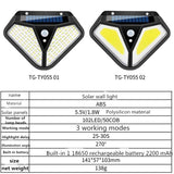 Solar Wandleuchte Körper Induktion Gartenlampe Villa Wasserdichte Außenbeleuchtung Straßenlaterne, 102 LED, 50 COB