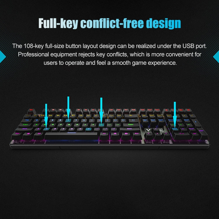 Rapoo V700S 104-Key RGB Backlit USB Wired Gaming Mechanical Keyboard