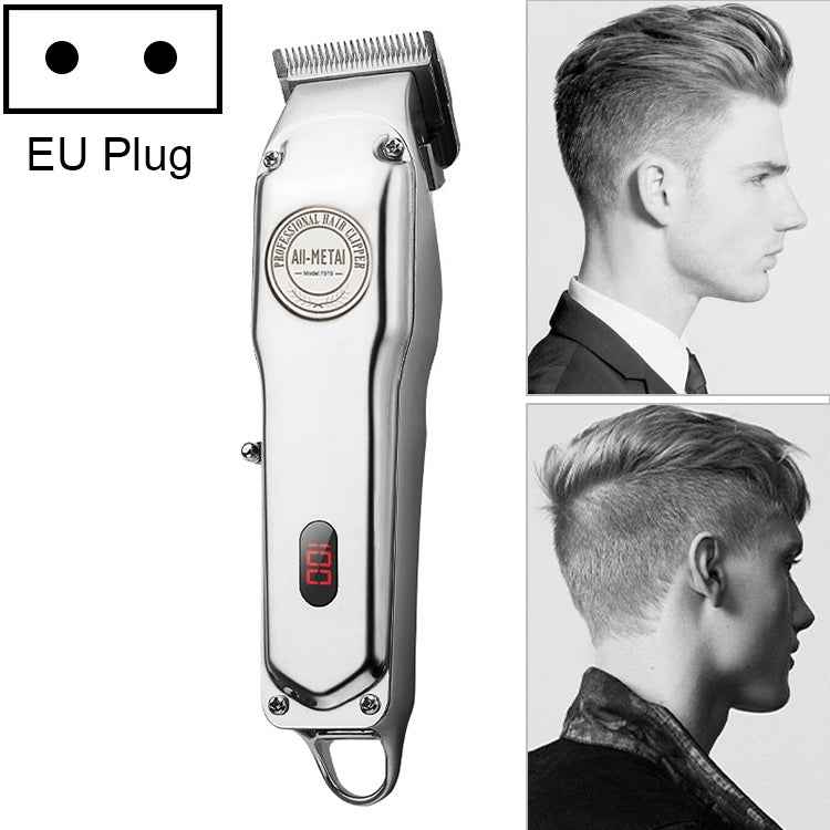 Retro Oil Head Electric Pusher Strong Power Electric Fader LCD Digital Display Rechargeable Hair Clipper, EU Plug, US Plug