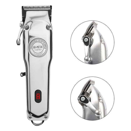Retro Oil Head Electric Pusher Strong Power Electric Fader LCD Digital Display Rechargeable Hair Clipper, EU Plug, US Plug