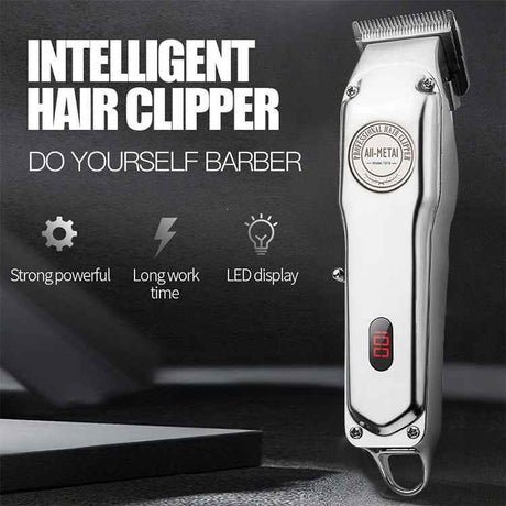 Retro Oil Head Electric Pusher Strong Power Electric Fader LCD Digital Display Rechargeable Hair Clipper, EU Plug, US Plug