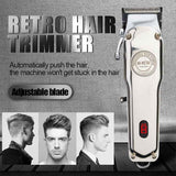 Retro Oil Head Electric Pusher Strong Power Electric Fader LCD Digital Display Rechargeable Hair Clipper, EU Plug, US Plug