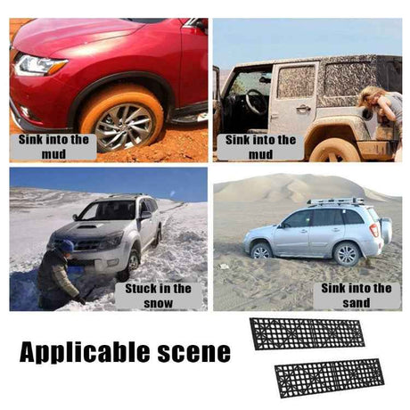 1 Pair Car Off-Road Plate Tires Skid Plates Self-Rescue Off-Road Equipment for Snow and Mud, Self-Rescue Off-Road Equipment