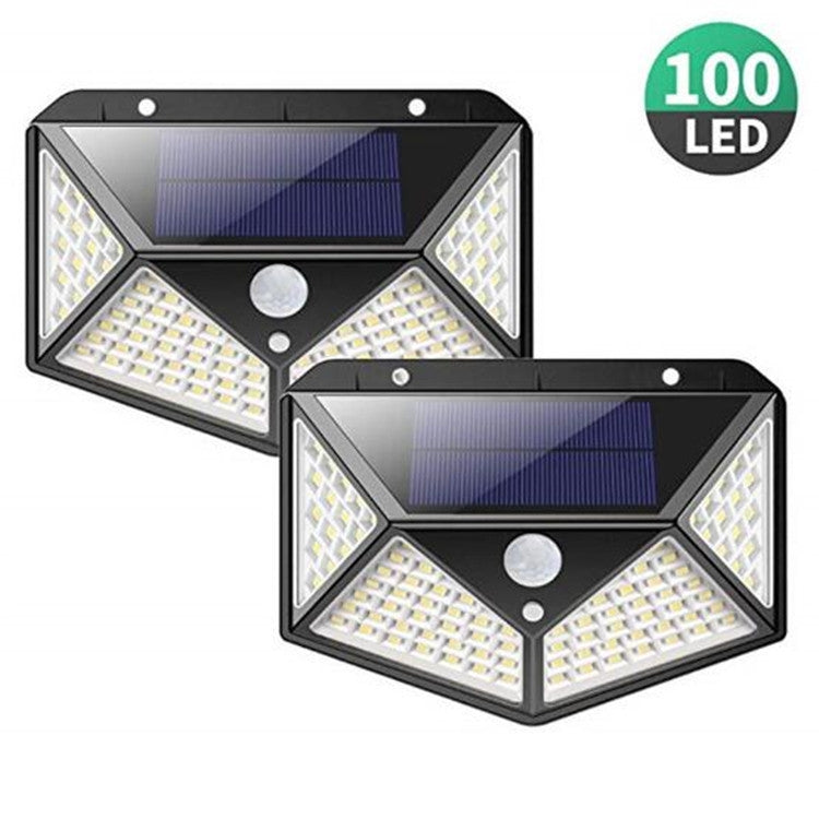 100 LEDs Outdoor Patio Solar Induction Wall Light Adjustable Balcony Garden Lighting Small Street Light, 1 PCS 100 LEDs, 2 PCS 100 LEDs